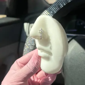 Titanium Flower Dangle Nose Ring/ Labret