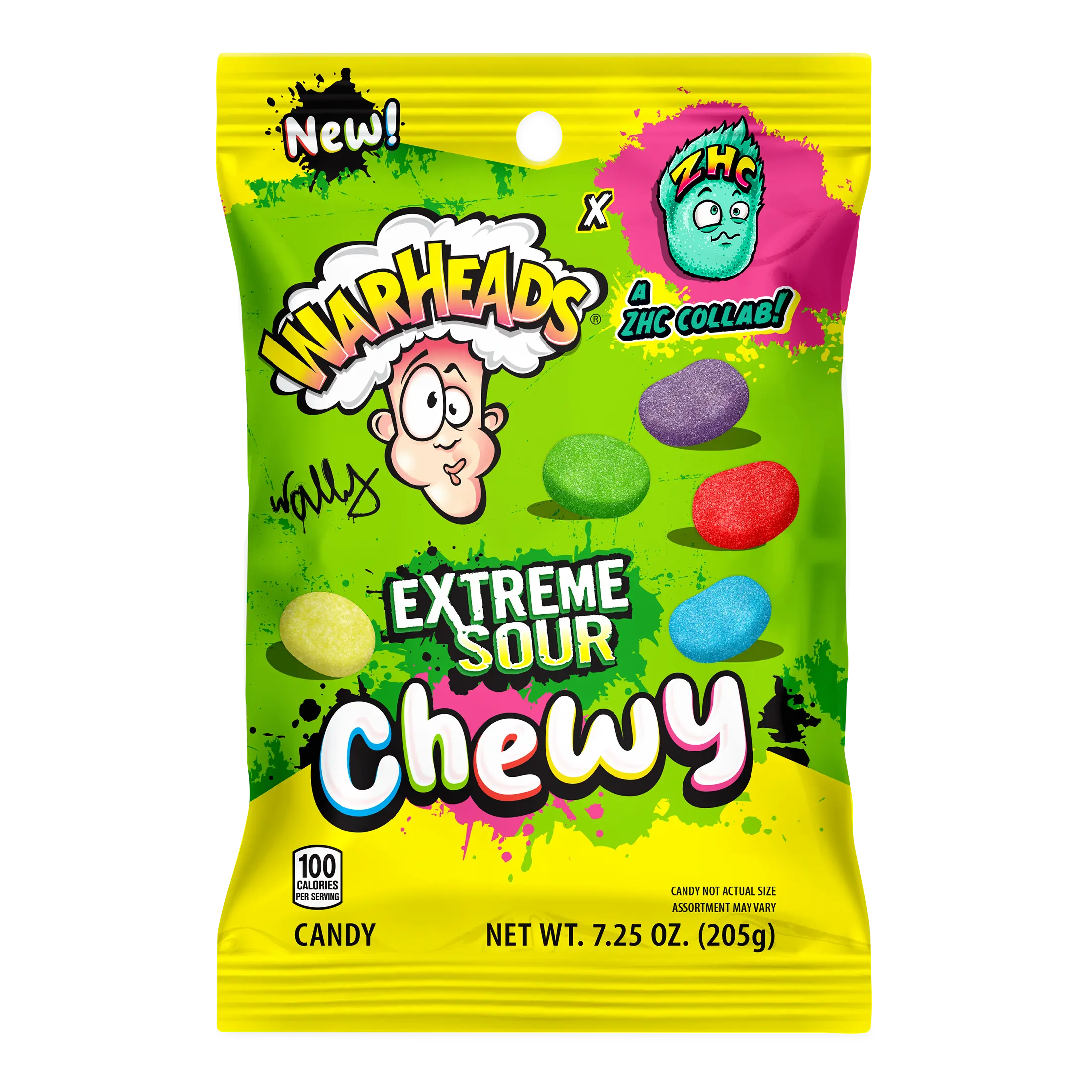 WARHEADS X ZHC EXTREME SOUR CHEWY - 7.25oz Peg Bag Candy WARHEADS X ZHC EXTREME SOUR CHEWY - 7.25oz Peg Bag Candy