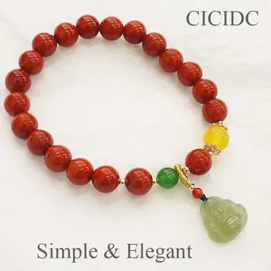Natural Red Jade bracelet With Buddha Charm Design For Daily Wear Christmas Gift