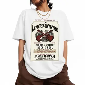 Vintage 2002 Jim beam lynyrd skynyrd rock and roll graphic shirt mens graphic tees