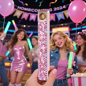 Pink Diamond Sparkly Lighter USB Rechargeable Eco-Friendly Portable Gadget for Kitchen Party Travel Safe for TSA Carry-On Ideal as Gift Mini flame torch propane propane torch gun Mini