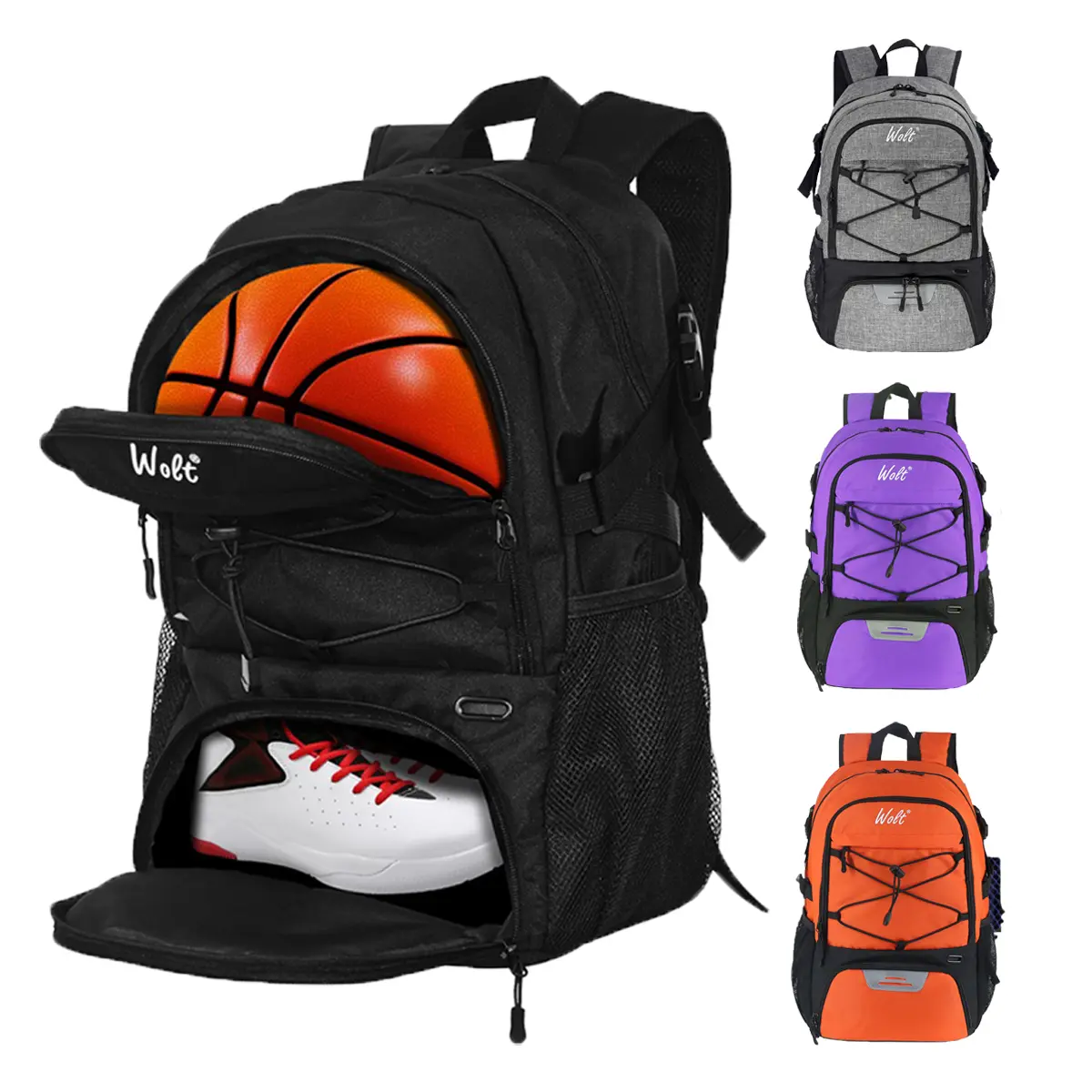 Wolt Large Sports Basketball Backpack with Shoe Compartment, Pockets, Waterproof Design for Basketball, Gym & Team Training Athletic Gear, Soccer, Laptop, Keys, backpack for school, Backpacks For School