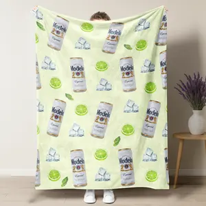 Modelo Especial "Ice Cold" All-Over Print Blanket Refreshing Lime & Ice Edition Soft and Warm Blanket Decorative Item For Bed Cover Wall Decoration Indoor Bedding For Sofa Outdoor Use