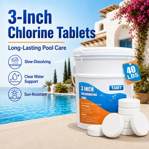 【40 lbs】TABIT 3 Chlorine Tabs, 3 Inch Chlorinating Tablets 40 lbs for Swimming Pool, Spa and Hot Tub, Slow Dissolving
