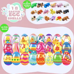 18-Pack 3D Animal Easter Eggs with Toys – Prefilled Easter Egg Fillers for Kids, Boys & Girls, Easter Basket Stuffers, Party Favors, Holiday Egg Hunt Gifts