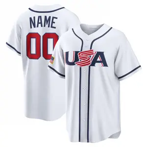 USA Baseball Fan Jersey, Custom Name Number Button Front 3D Shirt, International Tournament 2026 Wear