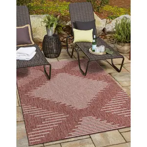 Rust Red Outdoor Modern Rug