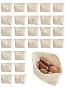 Personalized Corduroy Stripe Storage Bag with Gold Trim, Stylish Zip Handbag for All Seasons, Perfect for Back to School