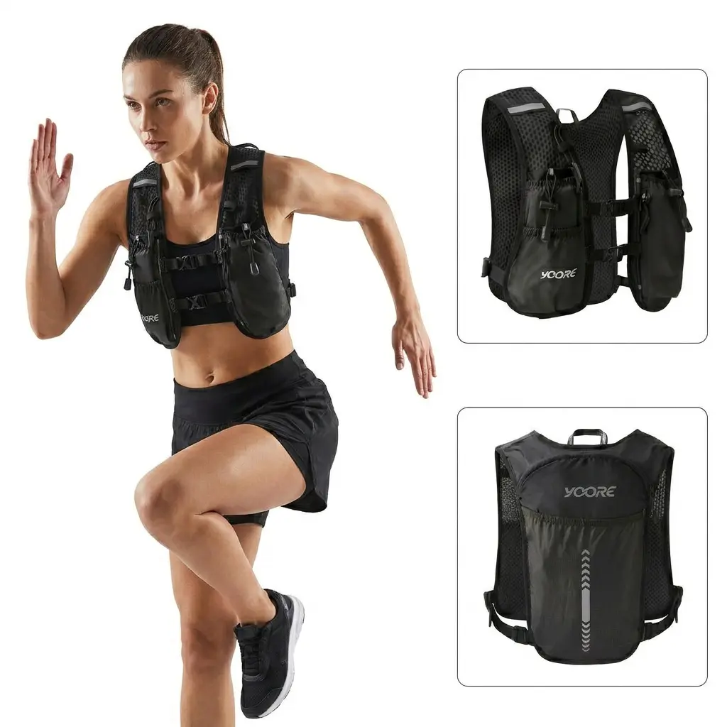 Lightweight Running Vest for Women Men, Bounce-Free Breathable Mesh Hydration Pack, Adjustable Running Backpack with Phone Pockets for Trail Running Marathon Hiking