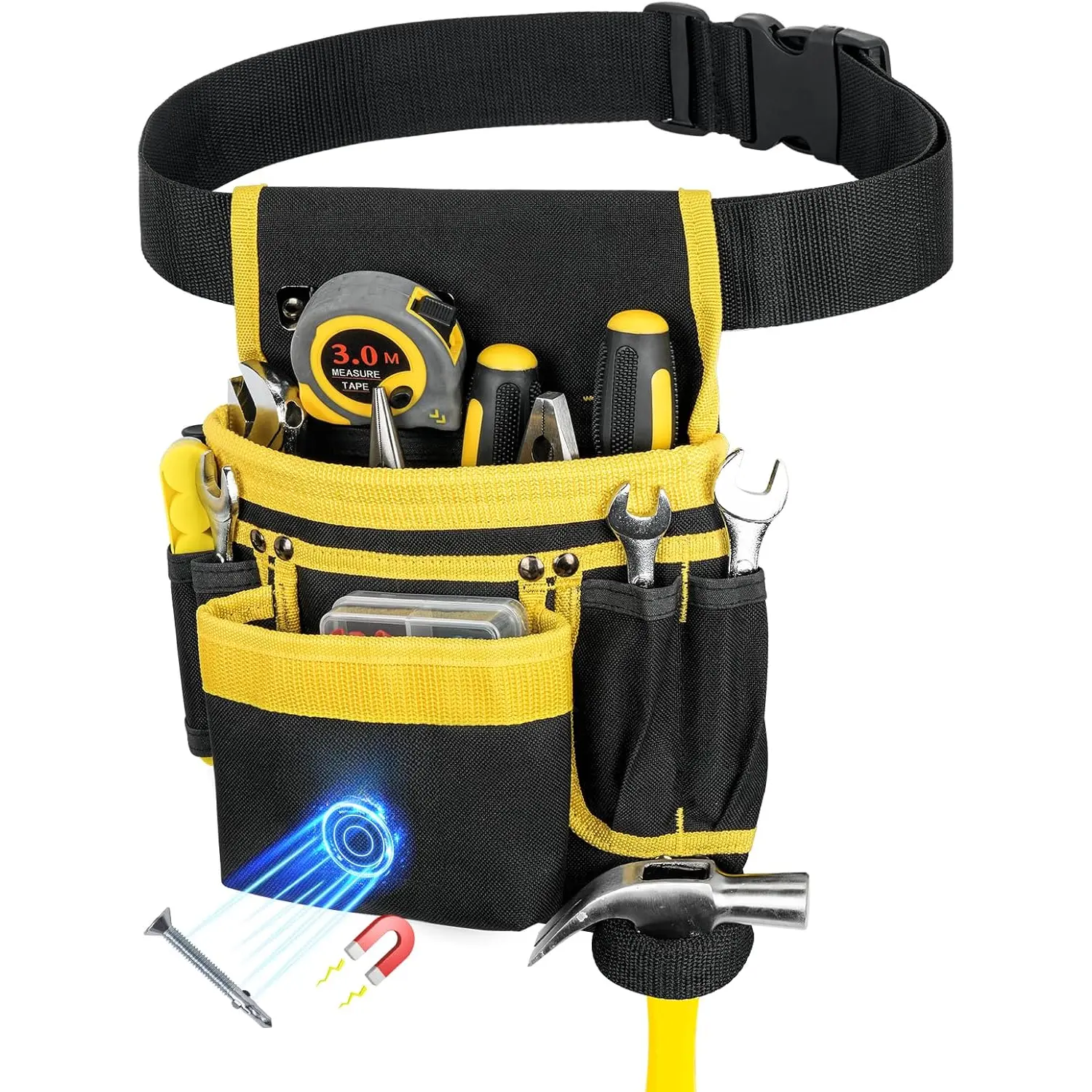 Tool Belt, Tool Pouch,13-Pockets Tool Belts for Men,Detachable & Adjustable Tool Pouch belt for Electrician,Carpenter,Construction,Work Apron,Utility Belt, for Dad