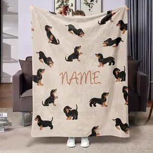 Personalized Dachshund Flannel Blanket - Soft, Warm & Cozy For Sofa, Bed, Office - Perfect Holiday Gift, All-Season Comfort