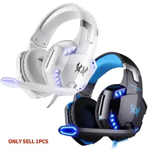 G2000 Gaming Headset with Microphone, Bass Stereo Sound, Soft Memory Foam Earcups, LED Lights, Compatible with PC Laptop Computers, PC Headsets, Gaming Accessories
