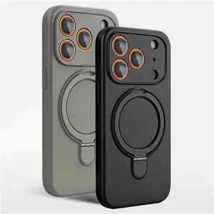 Magnetic Silicone Phone Case For iPhone 17 16 15 14 13 11 12 Pro Max Air Kickstand Ring Holder Cover For iPhone 14 15 16 Plus Protection