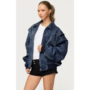 Edikted Women's Ownley Oversized Faux Leather Bomber Jacket