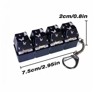 Butterfly Key Covers LED Lights Black Acrylic Keys Stress Relief Toy Mechanical Keyboard Small Design Portable