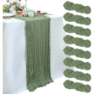 8 Pack Sage Green Cheesecloth Table Runner Easter 10ft Boho Gauze 120 Inch Cheese Cloth Table Runner Rustic Sheer for Spring Baby Shower Party Birthday Home Holiday