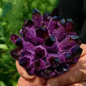 Natural Crystal Cluster Ornaments Crystal Flowers Home Decoration Office Ornaments Holiday Gifts Purple Gemstone Document