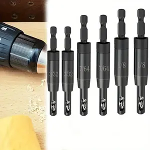 6 Pcs Self-Centering Drill Bit Set,Including 3/32",7/64",1/8",Bit for 1/4 in Clic-Change Hex Shank Drill,Ideal Replacement,Easy to Install,Hinge Drill Bit Center Finding Drill Bit,Tools & Hardware,Summervibes