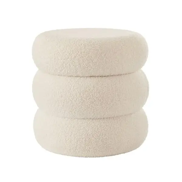 Mainstays Boucle Cloud Storage Ottoman, Indoor Living Room Furniture Piece for Seating & Organizing