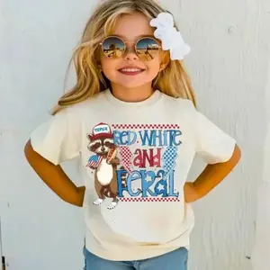 Youth & Adult Red White And Feral Shirt Funny Raccoon Graphic Tee for 4th Of July, Family Trip, Birthday Gift Summer Outfit, Apparel Made In The USA	
