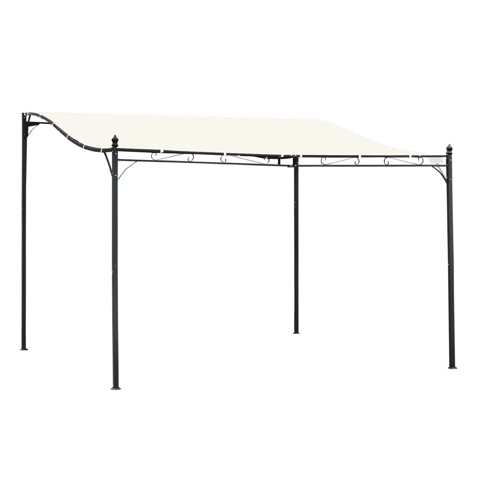 Outsunny 10' x 10' Steel & Poly Outdoor Patio Pergola Gazebo with UV-Resistant Canopy, Weatherproof Fabric, Drainage Holes, Sun Protection, Ground Stakes, Wall Mounted for Backyard, Deck, 84C-038Gy