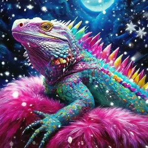 5D DIY Diamond Arts Colorful Vibrant Painting Kit, Colorful Chameleon Pattern Diamond Arts Colorful Painting without Frame, DIY Decorative Art Picture for Beginner Friendly, Interior Decoration