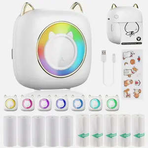 Mini Bluetooth Printer Portable Thermal Printer with 10 Rolls Paper & Sticker