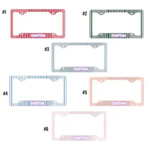 Colorful Striped License Plate Frames - Set of 6 Customizable Frames for Car and Vehicle