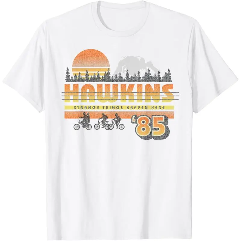 100% Cotton Ultra Soft & Cozy "Hawkins '85" Stranger Things Retro Tee | Strange Things Happen Here Essential plus  size  top comfort shirt🤘🤘🤘