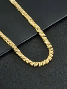1PC ICED CHICS streamlined ripple necklace, Jazz Cuban Chain, suitable for both men and women, made of copper inlaid zircon material, can be worn daily without causing allergies, Trendy Jewelry, hip-hop jewelry accessory
