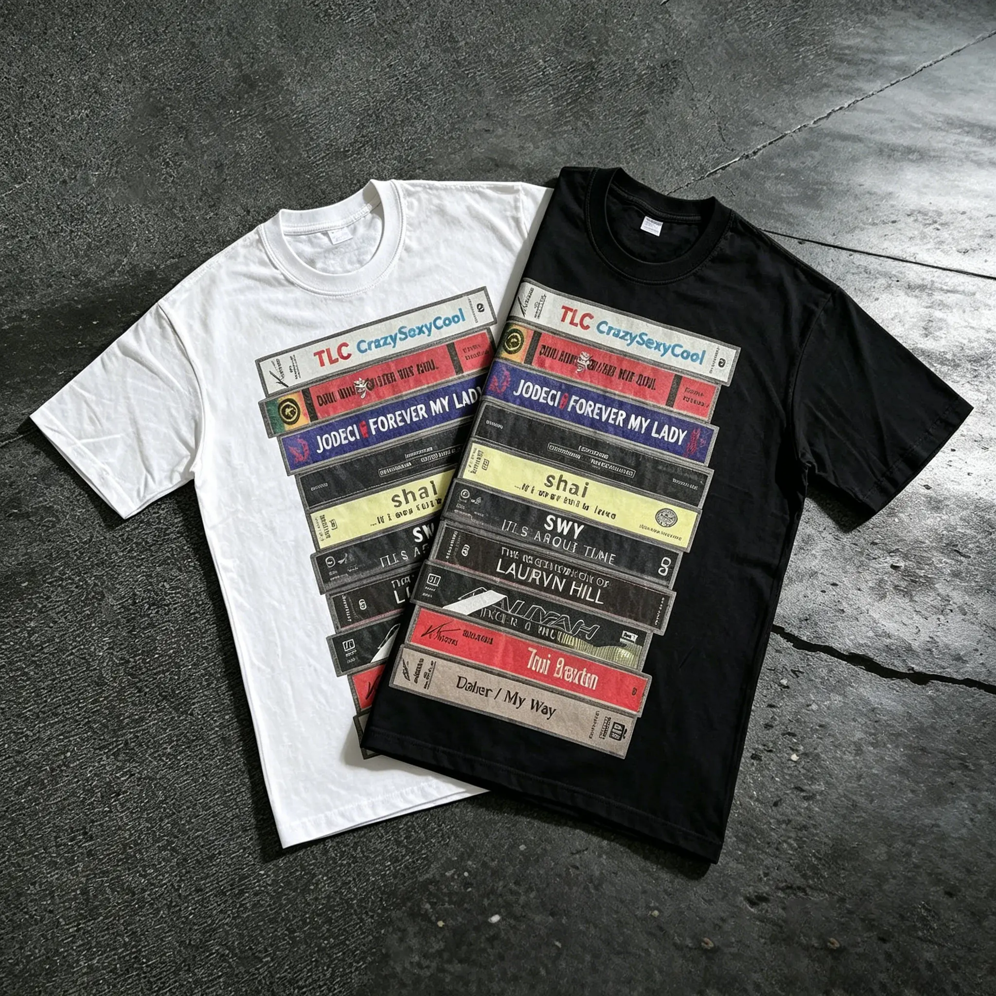 90s R&B Cassette Tape Album Graphic T-Shirt, 100% Cotton; TLC, Lauryn Hill, Aaliyah Vintage Music Tee; Casual Streetwear Short-Sleeve Top For Men/Women/Unisex; Fan Gift; Black/White Good Graphic Tees Clothing Merch Flash Sale T Shirt