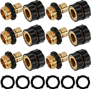 Garden Hose Quick Connector, 3/4 Inch Male and Female Garden Hose Fitting Quick Connector Rubber Washers Leak Proof Durable Aluminum, 6 Set SummerVibes