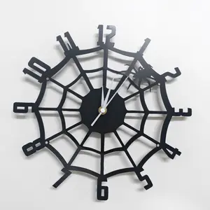 Spider Web Vinyl Wall Clock for Halloween Decor, Unique Design for Game Rooms or Home Decoration, Perfect for Spooky Themes