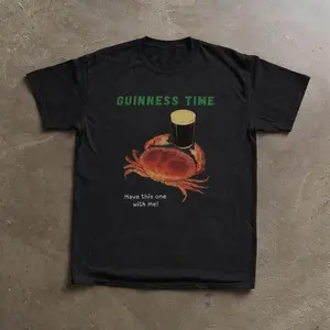 Youth & Adult Guinness Time with Crab and Coffee Tee, Vintage Funny T-shirt90s Graphic Tee, Vintage Style