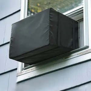 Black Window Air Conditioner Cover for Outside, Waterproof & AC Cover, Duty Winter Protection, Straps Fit, Snow Dust UV Resistant (21"Wx16"Dx15"H)