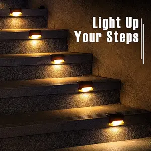Solar outdoor step lights, step atmosphere display lights, IP65 waterproof, suitable for stairs, balconies, railings, front porches, courtyards, gardens and terraces, Christmas and Thanksgiving home decoration