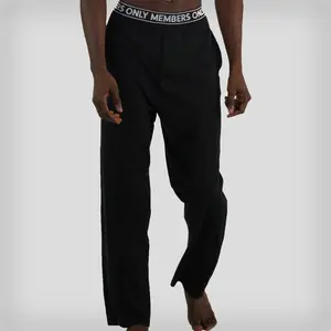 Men's Jersey Sleep Pant Logo Elastic - Black - FINAL SALE Cotton Fabric Menswear Pajamas Menswear Pajamas