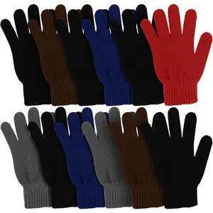 12 Pairs Winter Gloves, Adult Warm Knit Unisex Stretchy Bulk Pack Mens Womens Magic Glove