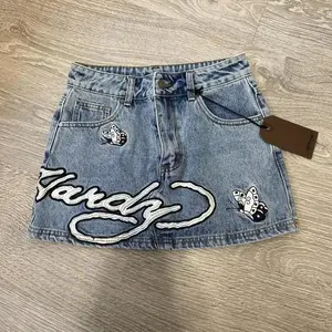 2025Y2K Retro Blue Denim Mini Skirt Women Gothic Streetwear Harajuku Style Distressed Embroidered Hip Hop Skirt 90s Vintage Fashion2025 Womenswear Bottom Fitted outfits skort skirts mini skirt jean skirt denim skirt egirl skirts falda blanca viral