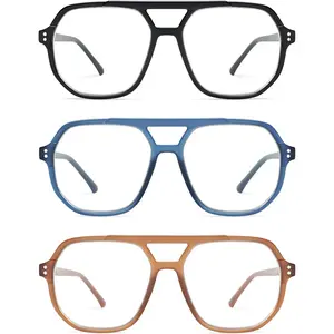 Retro Aviator Reading Glasses for Women Men,Classic Large Oversized Reader Blue Light Computer Frame