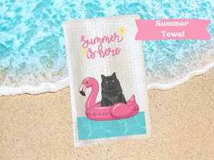 *CAT Flamingo Pool Kitchen Towel