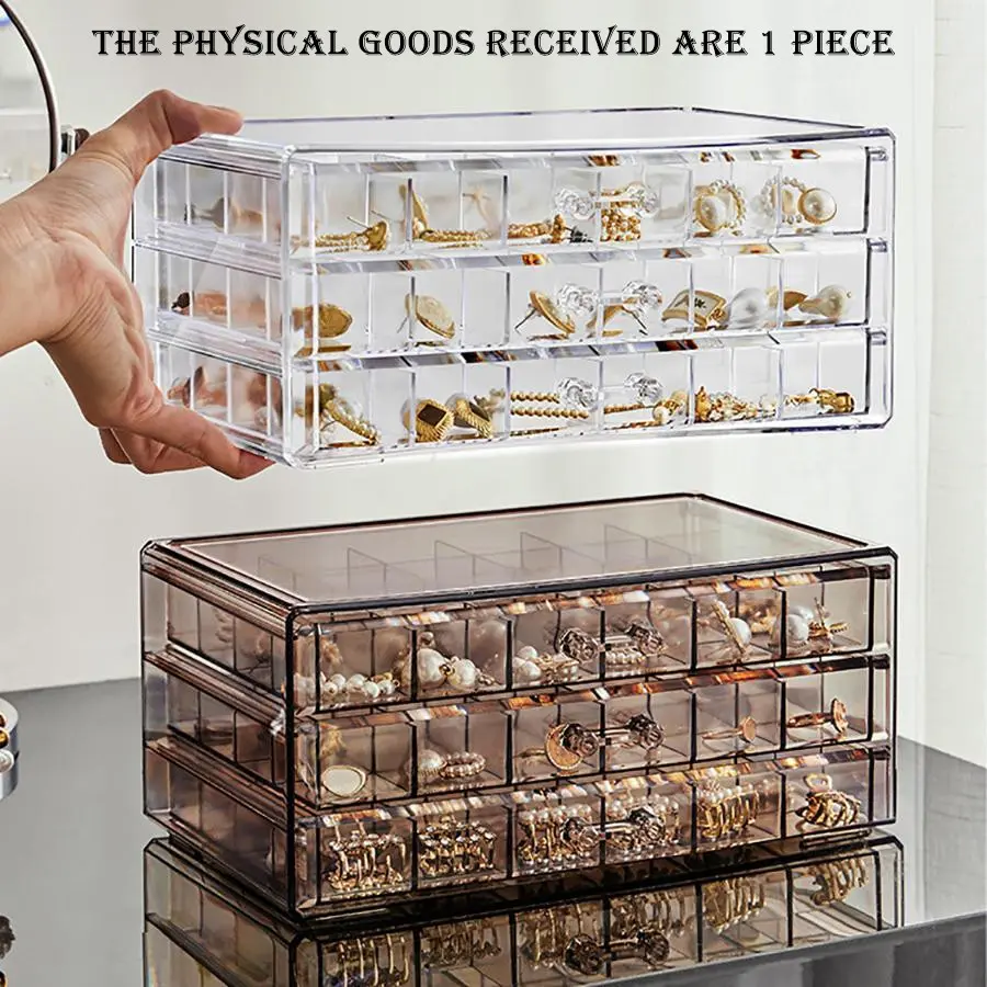 72-Grid Transparent Jewelry Storage Box, Multi-Layer Large-Capacity Home Jewelry Organizer for Rings, Earrings, Necklaces and Bracelets, Jewelry Storage Unit, Clear Multilayer Storage