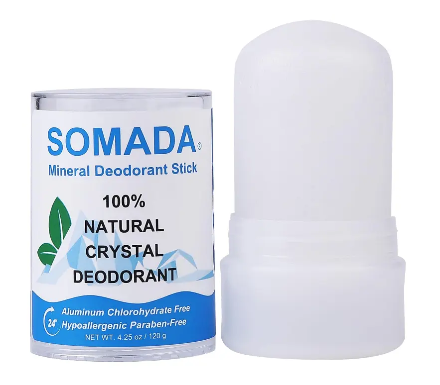 SOMADA Crystal Deodorant Stick for Women and Men, 4.25 oz/120g - 100% Natural Alum Salt Stone Rock - Unscented Mineral Rock