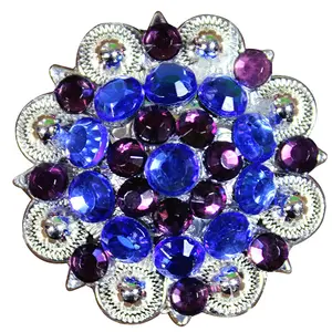 HILASON Western Berry Conchos Glass Rhinestones Bling Tack Cowgirl Blue-Purple Color | Bridle Slotted