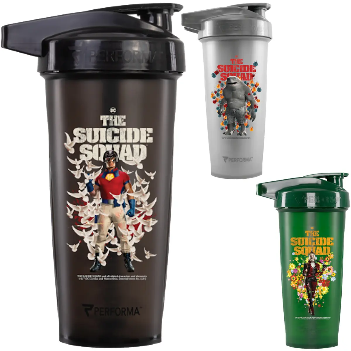 Performa Activ 28 oz. Suicide Squad Collection Lightweight Plastic Reusable Water Bottle, Portable Shaker Cup