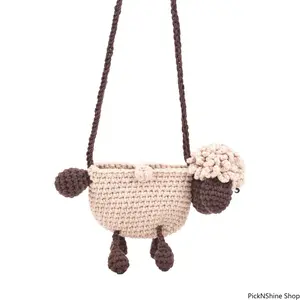 Handmade Knitted Sheep Crossbody Bag - Cute Cartoon Yarn Small Purses Crossbody, Parent-Child Sling For Kids & Adults Daily Outdoor Use, Purses Crossbody Bag