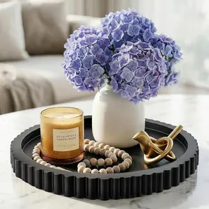 Decorative Tray for Coffee Table, 11.4" Modern Minimalist Wooden Round Decor Tray for Kitchen, Living Room, Home Decor, Tv Stand, Bathroom Sink, Entryway, Black Color