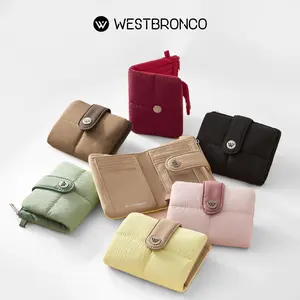 WESTBRONCO Minimalist Wallets for Women Fashion Coquette Card Holder for Daily Use, Puffer RFID Short Wallet for Teen Girls, Coin Purse with ID Window&Zipper Pocket&Card Slots Casual Style Gift for Her