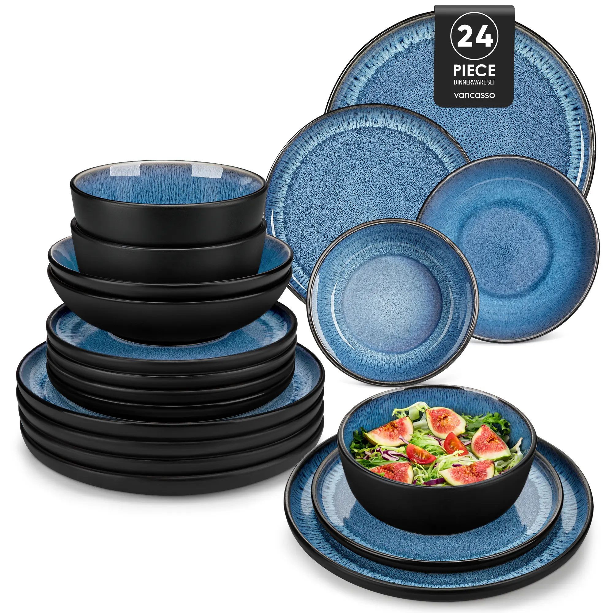 24-Piece Set-Blue (Serves 6 People)