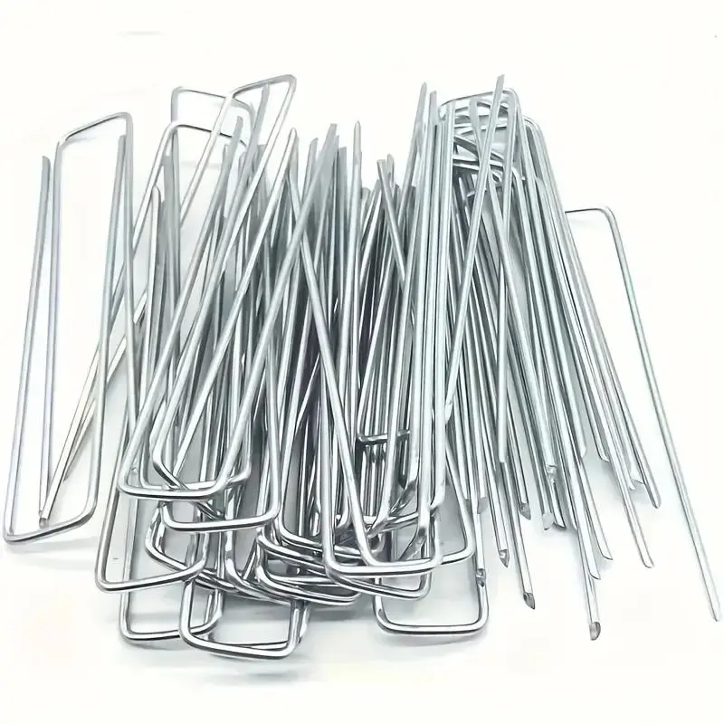 Galvanized Garden Stakes, 20/50/100 Pack 12 Gauge Metal Landscape Staples for Weed Barrier, Irrigation Tubing, Lawn, and Landscape Fabric, Garden Plant Supplies